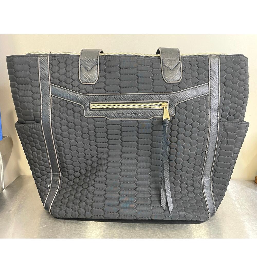 Aimee Kestenberg Large Black Quilted Weekender Tote Handbag
